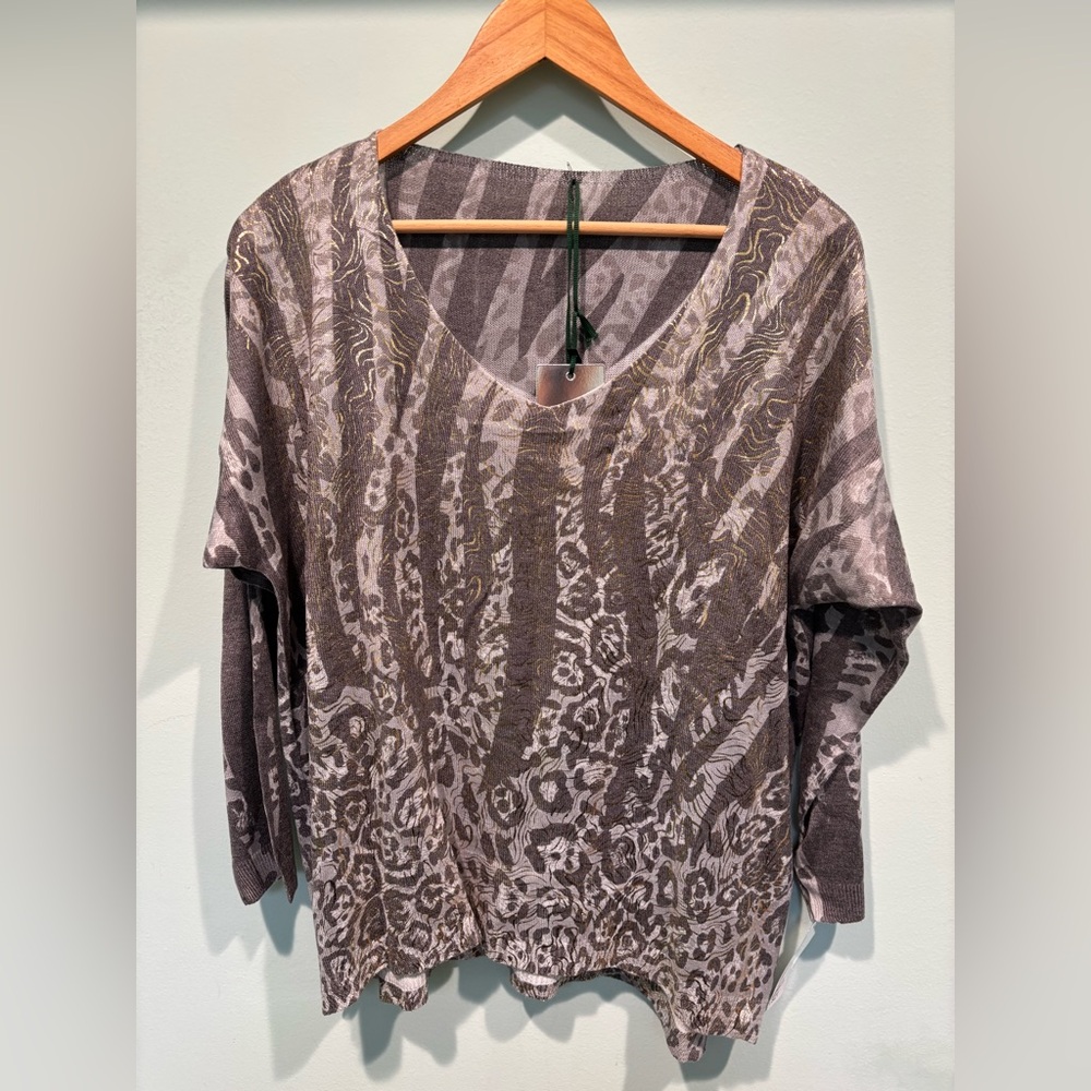 NWT. Long sleeved V-neck sweater. Brand is Carla Giannini.